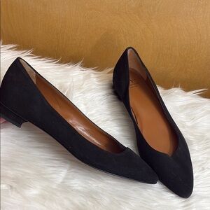 Aquatalia Black Suede Penina Flat Made In Italy Size 6 1/2